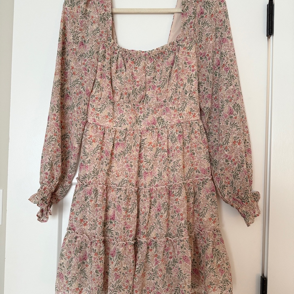 Altar'd State Floral Mini Dress - Pink and Green